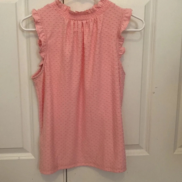 J. Crew pink Swiss dot smocked neck tank top size  XS sleeveless Shirt - Picture 4 of 6
